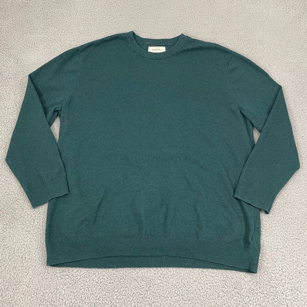 Hawker Rye Cotton Cashmere Sweater Men 3XL Hunter Green Preppy‎ Pullover
